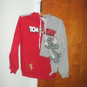 Tom & Jerry Graphic Print Pullover Hoodie Sweatshirt Red & Gray size Small 3/5
